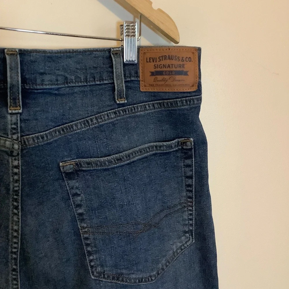 Levi Strauss Signature Gold‎ Slim Mens Jeans Dark Wash Blue Denim Stretch 40x30